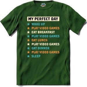 My perfect gaming day play video games - T-Shirt - Unisex - Bottle Groen - Maat 4XL