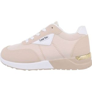 ZoeZo Design - voorjaar - zomer sneaker - maat 37 -beige - wit - goud - stof - suedine