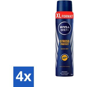 Nivea - Deospray - Men - Stress Protect - 48 Uur Lang Werkend - 250 ml - Voordeelverpakking - 4 stuks