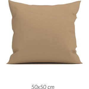 ZO! Home Satinado 2-pack katoen/satijn sierkussenhoezen bruin - 50x50 - luxe uitstraling - zijdezacht