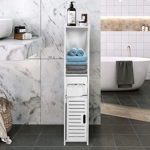 Armoire de Rangement de Salle de Bain Verticale Blanche - 80 * 155 * 15 cm - Avec Étagères - Pour Savon Shampoing Gel Douche .