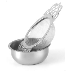 Theezeef met handvat inclusief lekbakje - Thee ei voor losse thee - Theefilter voor losse thee- Thee infuser -