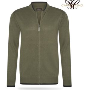 Cappuccino Cardigan vest tipping met lange rits - Army Green - S