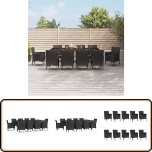 vidaXL Tuinset - 11-delig - Poly Rattan - Inclusief Kussens Tuinstoel - Eethoek - Buitentafels - Lounge Set - Terrasfurniture