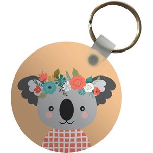 Sleutelhanger - Koala - Bloemen - Kroon - Plastic - Rond - Uitdeelcadeautjes