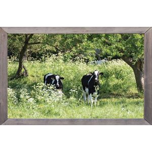 Customize-it - lijst hout fl.kruid koe 140x90cm Tuindoek