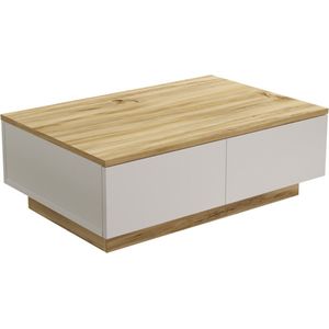 Salontafel - Stijlvol Eiken & Wit - 90x31,6x60cm - Duurzaam Melamine