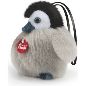 Trudi Charms Sleutelhanger Knuffel Pinguin 10 cm - Knuffeldier voor jongens en meisjes - Grijs Zwart - 9x10x8 cm maat XXS