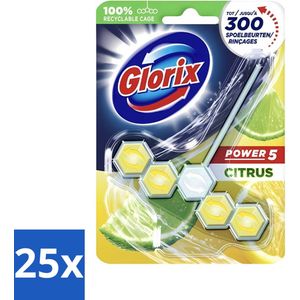 Glorix - Toiletblok - Power 5 - Lemon - Citroenfris & Hygiënisch - 55 g - Bulkverpakking - 25 stuks