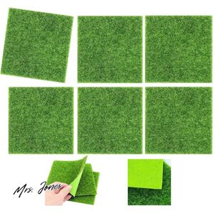 Mrs. Jones 6 Stuks Kunstgrasmat Tuin Gazon Hoge Dichtheid Nep Gras Kunstgras Miniatuur Gazon Miniatuur Decor Gras Synthetisch Gras Gazon voor Terras Balkon Tafel Vloer .