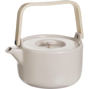 Secret de Gourmet Theepot in keramiek met bamboe 80cl - Handvat, zeef, filter - Nude