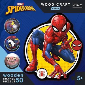 Trefl - Puzzles - ""Wood Craft Junior"" - Spiderman Power / Disney Marvel Spiderman_FSC Mix 70%