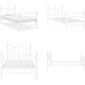 vidaXL Bedframe metaal wit 100x200 cm - Bedframe - Bedframes - Eenpersoonsbed - Eenpersoonsbedden