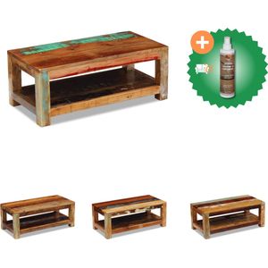 vidaXL Salontafel 90x45x35 cm massief gerecycled hout - Tafel - Inclusief Houtreiniger en verfrisser