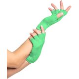 Partychimp Vingerloze Handschoenen voor bij Carnavalskleding Dames Carnaval Accessoires Verkleedkleren Volwassenen - Neon Groen- Katoen/Polyamide/Elastaan - One-Size