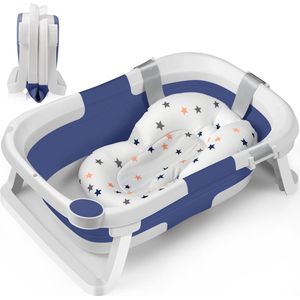 Opvouwbare babybadkuip, geschikt voor pasgeborenen van 0-24 maanden, draagbare babybadje, neemt geen plaats in, babybad (blauw)