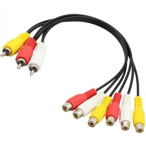 AV Cable Splitter, 3 RCA Male to 6 Female Splitter, RCA AV Audio Video Y Splitter Adapter Extension Cable for TV,DVD,Set-Top Box-12inch (Black-3 Male to 6 Female)