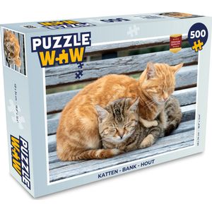 Puzzel Katten - Bank - Hout - Legpuzzel - Puzzel 500 stukjes