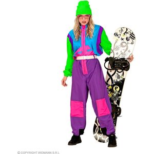 Widmann - Foute Skipakken - Gnarly Snow Bunny Boarder Kostuum - Blauw, Groen, Paars - Medium - Kerst - Verkleedkleding