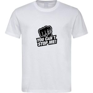 Wit T-Shirt met “You Can't stop Me “ print Zwart  Size L