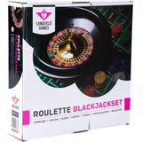 Voordelige Rouletteset Black-Jack set 12 inch/30 cm - Amerikaanse uitvoering met dubbel 00 - Compleet met kleed, fiches en spelregels