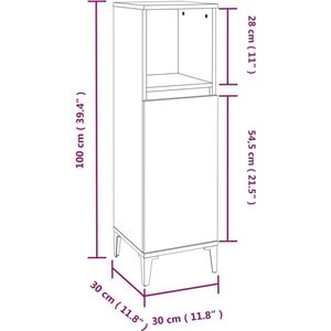 vidaXL - 3-delige - Badkamermeubelset - bewerkt - hout - grijs - sonoma - eikenkleur