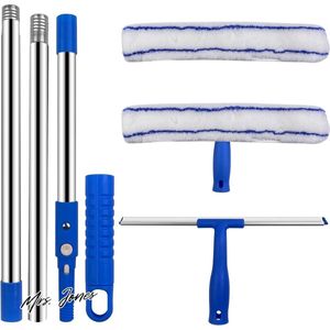 Mrs. Jones Telescopische Raamreinigerset Professionele Raamtrekker 120 cm - Flexibele Micro Raamreiniger - Voor Badkamer Douche Glas Ramen Auto .