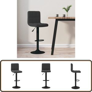vidaXL Barkruk - Fluweel Zwart - Verstelbaar - 360° Barstoel - Barkruk - Zwarte Stoel - Design Stoel - Lounge Stoel