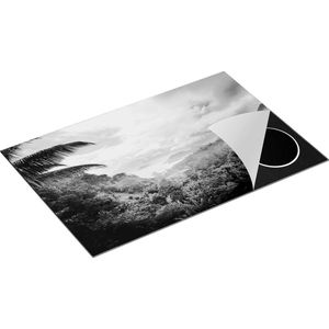 Chefcare Inductie Beschermer Jungle Uitzicht op de Seychellen - Zwart Wit - 80,2x52,2 cm - Afdekplaat Inductie - Kookplaat Beschermer - Inductie Mat