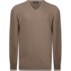 Jimmy Sanders V-Neck Sweater - V Trui - 100% Katoen Heren Bruin - 2Xl