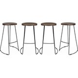 sweeek - Mangohout en stalen barkrukken jaya, 75cm (set van 4)