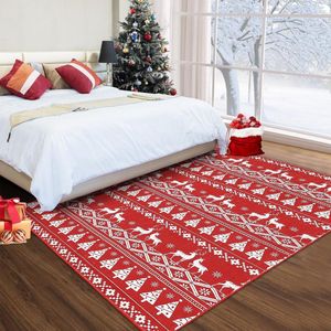 Wasbare Kersttapijt 140 x 200 cm, Ultradun vlekbestendig tapijt uit de Antieke Collectie voor de woonkamer en slaapkamer, Boho-tapijt in rood.