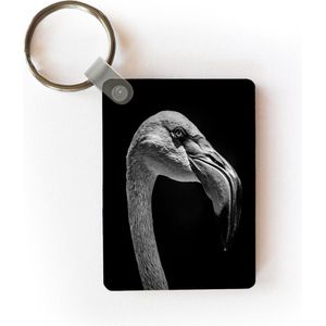 Sleutelhanger - Dierenportret flamingo in zwart-wit - Uitdeelcadeautjes - Plastic
