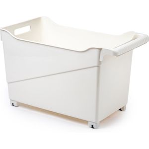 Plasticforte opberg Trolley Container - ivoor wit - op wieltjes - L45 x B24 x H27 cm - kunststof - opslag box/bak