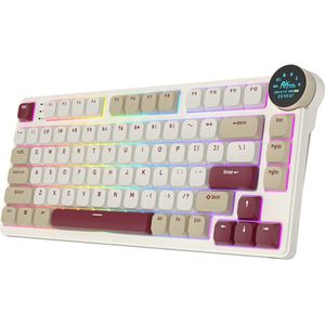 Royal Kludge RK N80 - Mechanisch Gaming Toetsenbord - RGB - Met Display - Foam Touch - Bluetooth - Hot Swappable Switch - Rosy Clouds - Brown Switches - Inclusief Stofkap