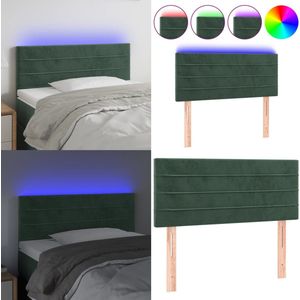 vidaXL Hoofdbord LED 90x5x78/88 cm fluweel donkergroen - Hoofdbord - Hoofdborden - Hoofdeinde - Houten Hoofdbord