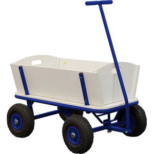 Sunny Billy Beach Wagon Bolderkar Blauw - Blank hout - Bolderwagen met luchtbanden - 94x61x97cm