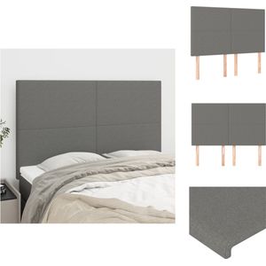 vidaXL Hoofdbord Bed - 144x118/128 cm - Donkergrijs - Stof - Hout - Bedonderdeel