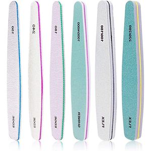 6 Pcs Professional Double Sided Nail Files Emery Boards Manicure Acrylic Gel File with Washable Double Sided Grain