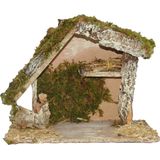 Euromarchi lege kerststal - zonder figuren - L25 x B13 x H21 cm -hout