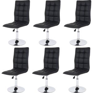 Set van 6 eetkamerstoelen MCW-C41, stoel keukenstoel, in hoogte verstelbaar draaibaar, kunstleer MVG-gecertificeerd ~ zwart