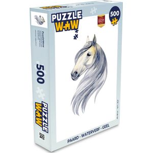 Puzzel Paard - Waterverf - Geel - Meisjes - Kinderen - Meiden - Legpuzzel - Puzzel 500 stukjes