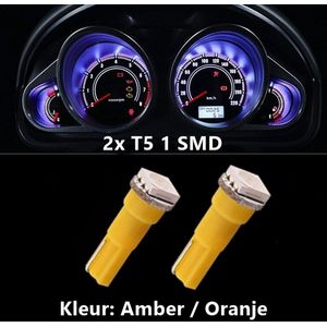 2x T5 (1 LED) Amber / Oranje  CANBus Led Lamp 2-Stuks | 5050 | T5L200A | 2200K | 205 Lumen | 12V | 1 SMD | Verlichting | W3W W1.2W Led Auto-interieur Verlichting Dashboard Warming Indicator Wig auto Instrument Lamp | Autolamp | Autolampen |