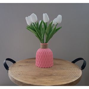 Kunststof vaas, decoratieve vaas, 14,5 cm hoog, Roze, modern, moederdag cadeau, voorjaar, lente