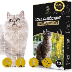 Kattennet 8 x 3 m transparant voor terras-balkon-raam - incl. bevestigingsset