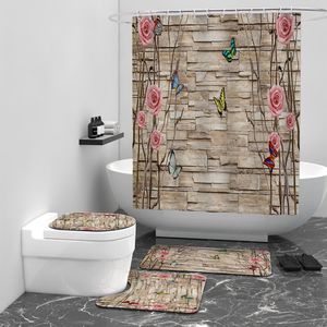 Floraweg Douchegordijn,Shower Curtain,badgordijn,badkamergordijn,stilte bloem en vaas,-topkwaliteit - digitale printen -Anti Schimmel - Inclusief 12 ringen -met 12 stuks douchegordijnhaken – Waterdicht -Wasbaar- Polyester - 180x200 cm