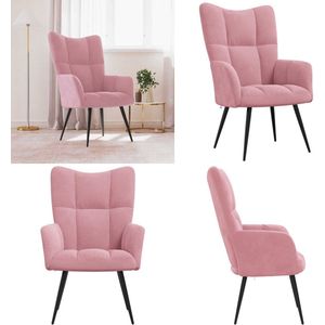 vidaXL Relaxstoel fluweel roze - Relaxstoel - Relaxstoelen - Fauteuil - Fauteuils
