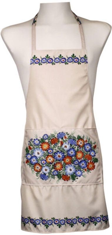 Keukenschort folk zomerbloemen beige