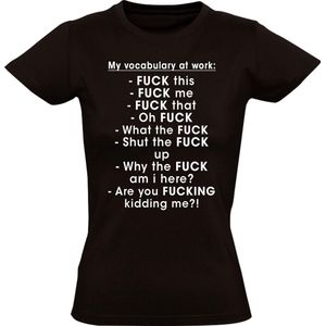 Vocabulary at work dames t-shirt | taalgebruik | werk | bedrijf | schelden |  Zwart
