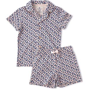 Little Label Pyjama Meisjes Maat 110-116 - roze, blauw - Zachte BIO Katoen - Shortama - 2-delige zomer pyama meisjes - Gebloemd